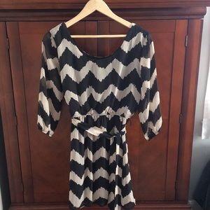 Black and cream chevron dress with optional belt